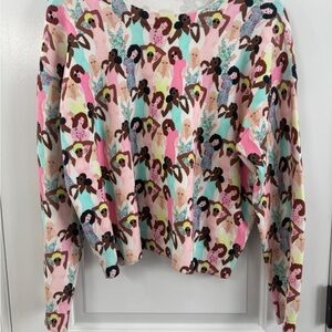 ALICE + OLIVIA Gleeson Printed Boxy Pullover Sweater